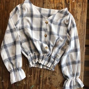 Cropped Plaid Blouse